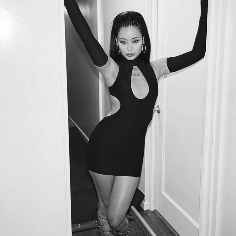 Maddie Euph0ria Y2K Black Bodycon Cut Out Dress